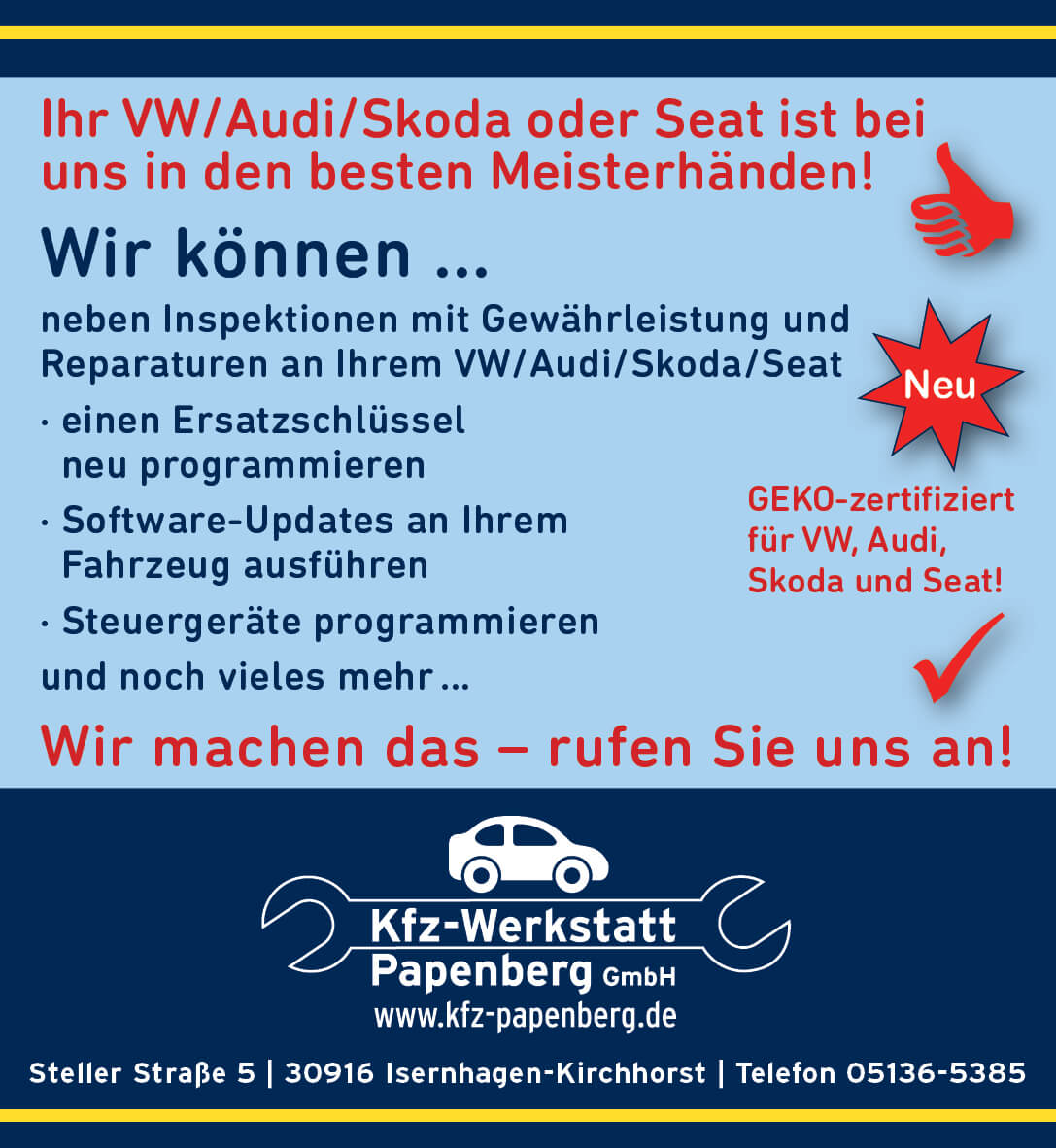 Anzeige von Kfz-Werkstatt Papenberg Anzeige von Kfz-Werkstatt Papenberg